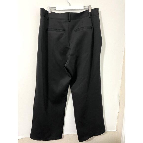 Good American High Rise Black Scuba Wide Leg Flare Trousers Pants Size 20 - Picture 4 of 9